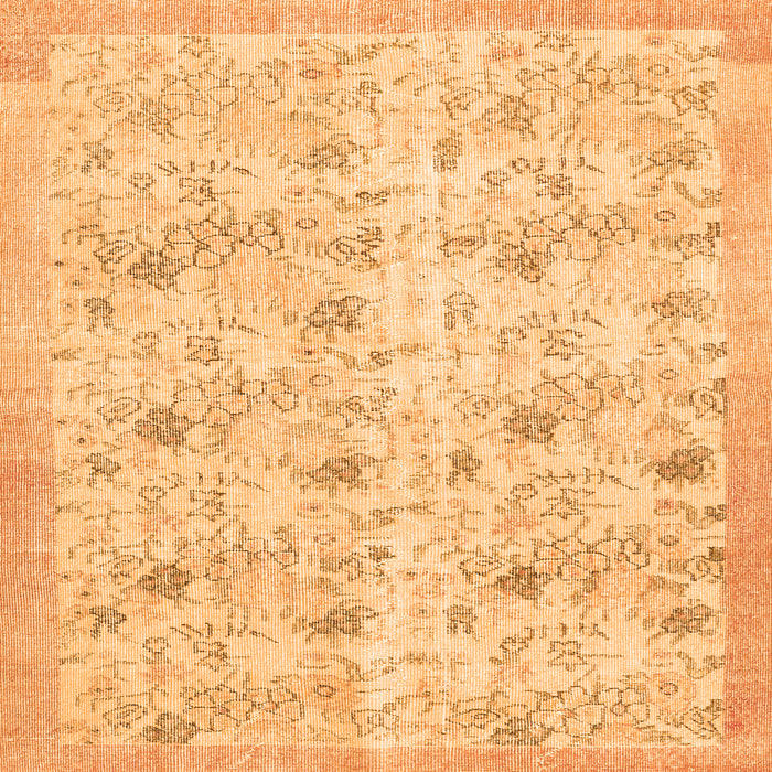 Round Machine Washable Abstract Orange Contemporary Area Rugs, wshcon2223org