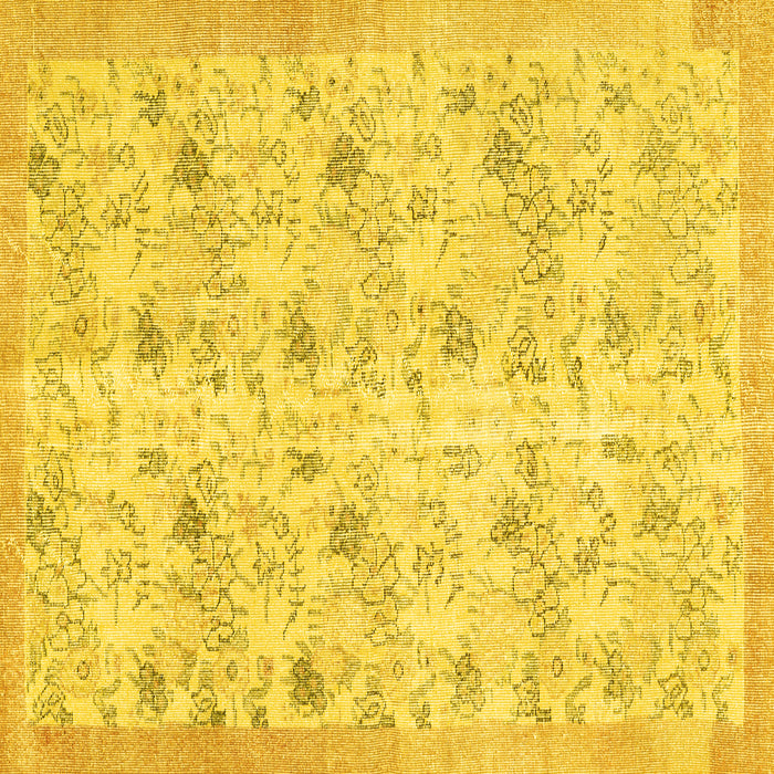 Square Abstract Yellow Contemporary Rug, con2223yw