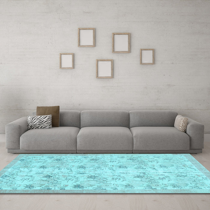 Machine Washable Abstract Light Blue Contemporary Rug in a Living Room, wshcon2223lblu