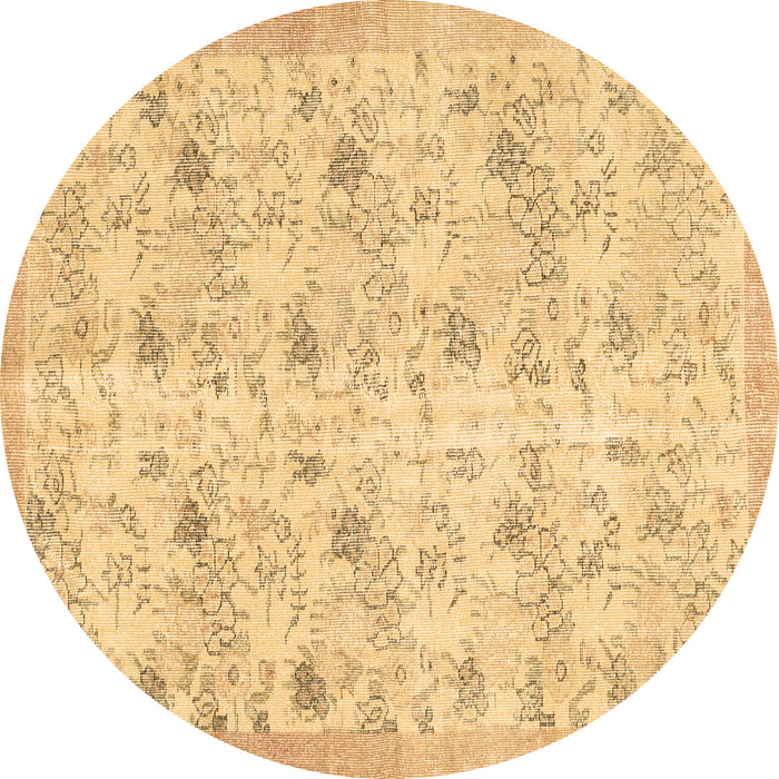 Round Abstract Brown Contemporary Rug, con2223brn
