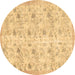 Round Abstract Brown Contemporary Rug, con2223brn