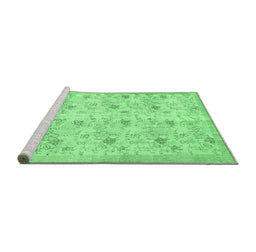 Sideview of Machine Washable Abstract Emerald Green Contemporary Area Rugs, wshcon2223emgrn