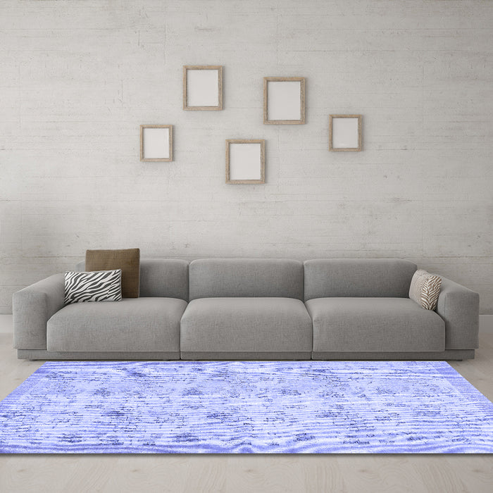 Machine Washable Abstract Blue Contemporary Rug in a Living Room, wshcon2223blu
