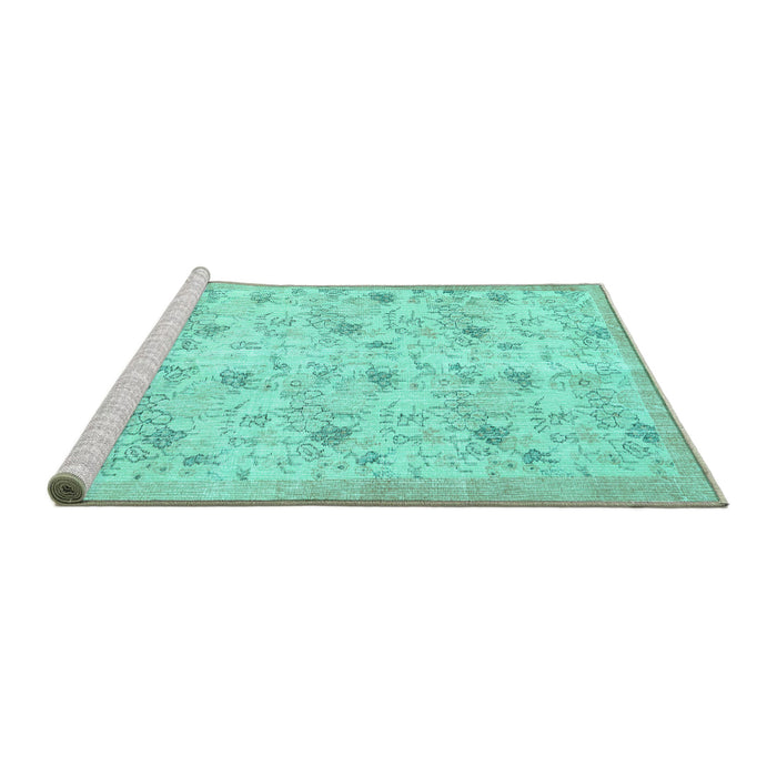 Sideview of Machine Washable Abstract Turquoise Contemporary Area Rugs, wshcon2223turq