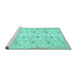 Sideview of Machine Washable Abstract Turquoise Contemporary Area Rugs, wshcon2223turq