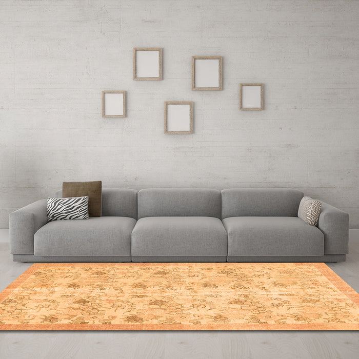 Machine Washable Abstract Orange Contemporary Area Rugs in a Living Room, wshcon2223org
