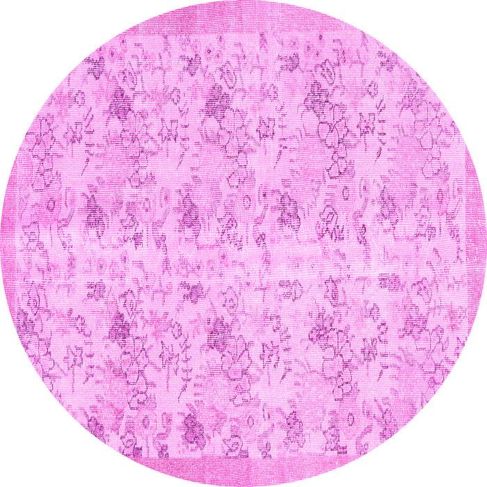 Round Abstract Pink Contemporary Rug, con2223pnk