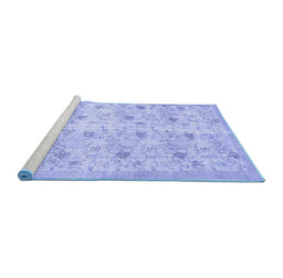 Sideview of Machine Washable Abstract Blue Contemporary Rug, wshcon2223blu