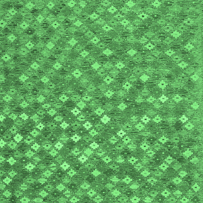 Square Machine Washable Southwestern Emerald Green Country Area Rugs, wshcon2224emgrn