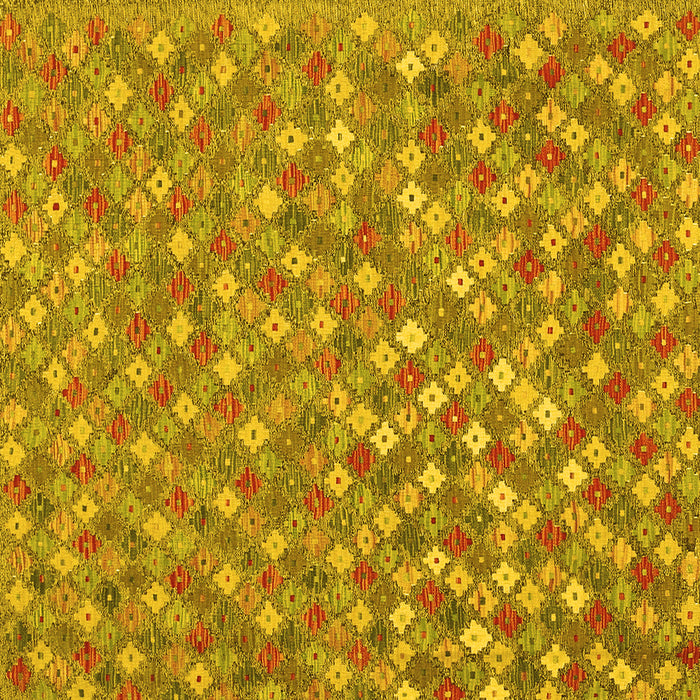 Square Machine Washable Southwestern Yellow Country Rug, wshcon2224yw