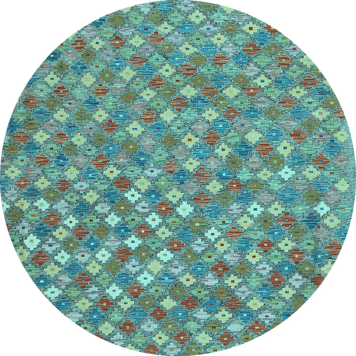 Round Machine Washable Southwestern Light Blue Country Rug, wshcon2224lblu