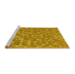 Sideview of Machine Washable Southwestern Yellow Country Rug, wshcon2224yw