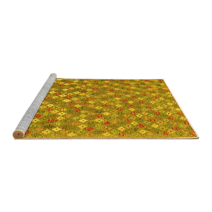 Sideview of Machine Washable Southwestern Yellow Country Rug, wshcon2224yw
