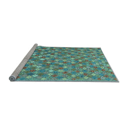 Sideview of Machine Washable Southwestern Light Blue Country Rug, wshcon2224lblu