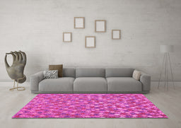 Machine Washable Southwestern Pink Country Rug in a Living Room, wshcon2224pnk