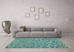 Machine Washable Southwestern Light Blue Country Rug in a Living Room, wshcon2224lblu
