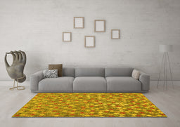 Machine Washable Southwestern Yellow Country Rug in a Living Room, wshcon2224yw
