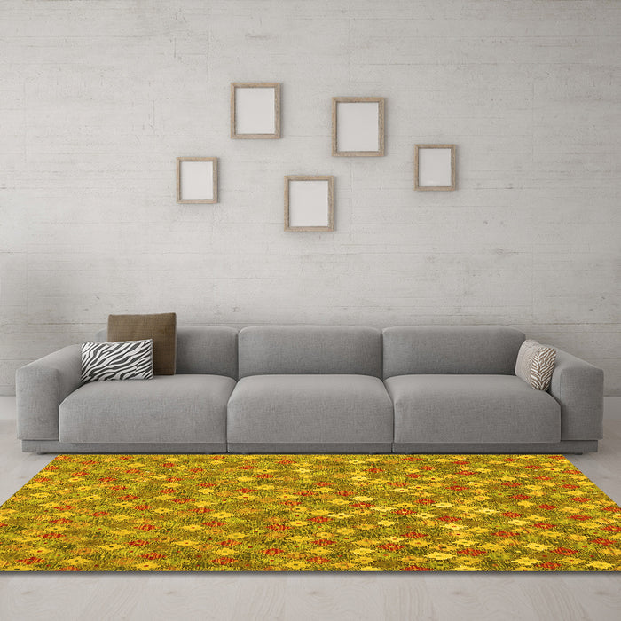 Machine Washable Southwestern Yellow Country Rug in a Living Room, wshcon2224yw