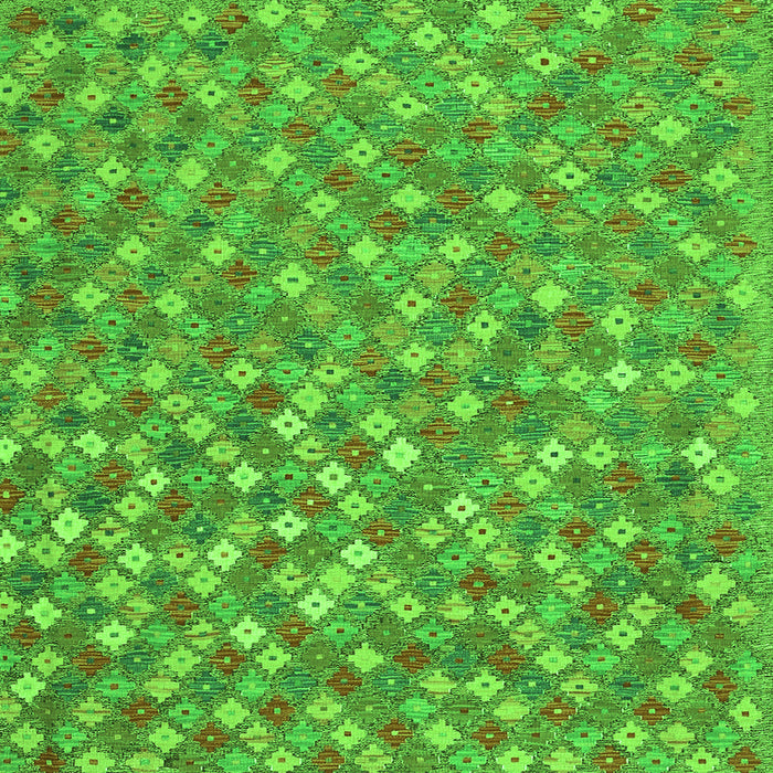 Round Machine Washable Southwestern Green Country Area Rugs, wshcon2224grn