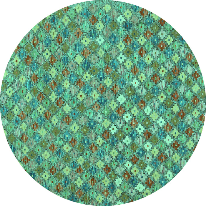 Round Southwestern Turquoise Country Rug, con2224turq