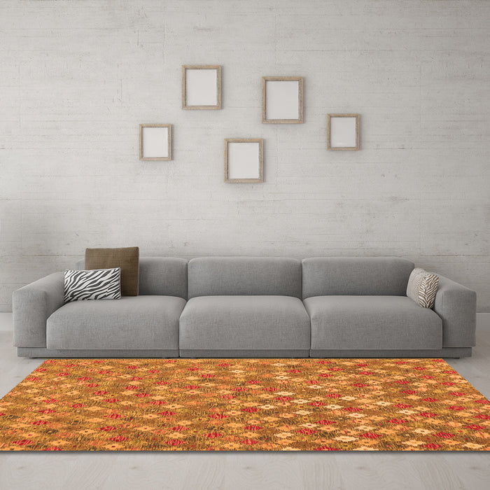 Machine Washable Southwestern Orange Country Area Rugs in a Living Room, wshcon2224org