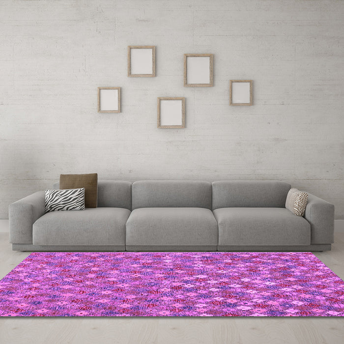 Machine Washable Southwestern Purple Country Area Rugs in a Living Room, wshcon2224pur