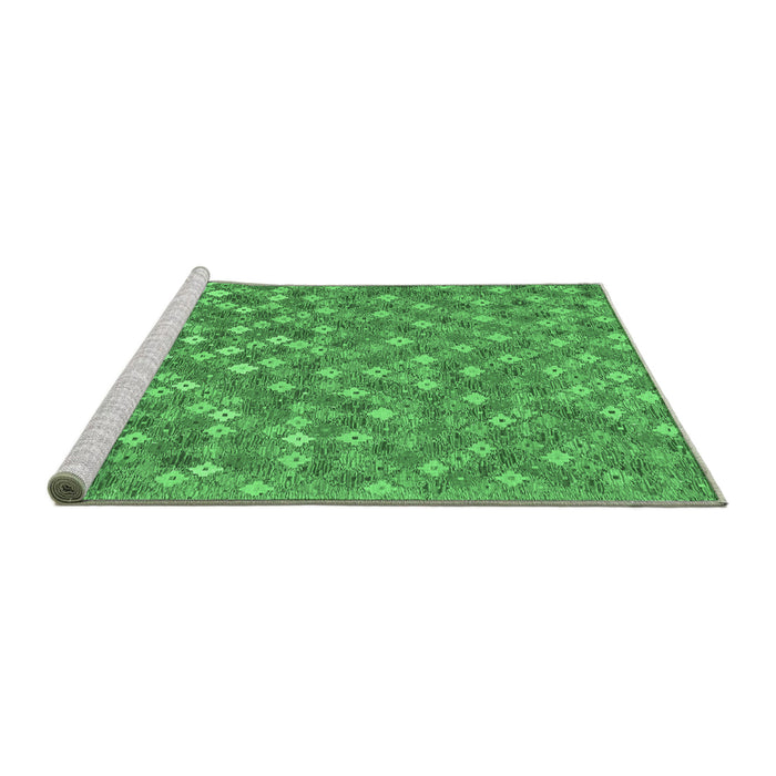 Sideview of Machine Washable Southwestern Emerald Green Country Area Rugs, wshcon2224emgrn