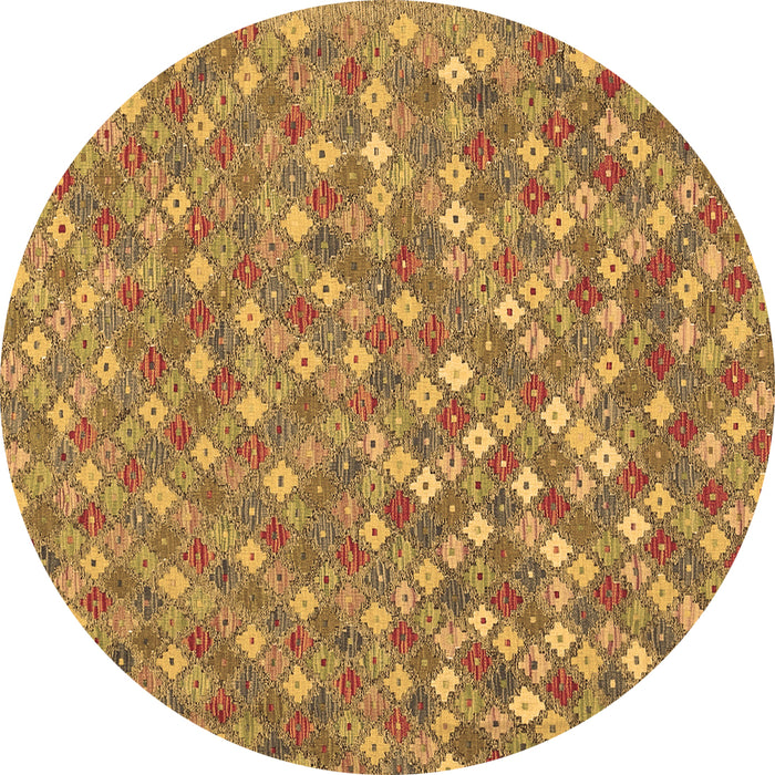 Round Machine Washable Southwestern Brown Country Rug, wshcon2224brn