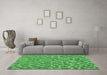 Machine Washable Southwestern Emerald Green Country Area Rugs in a Living Room,, wshcon2224emgrn