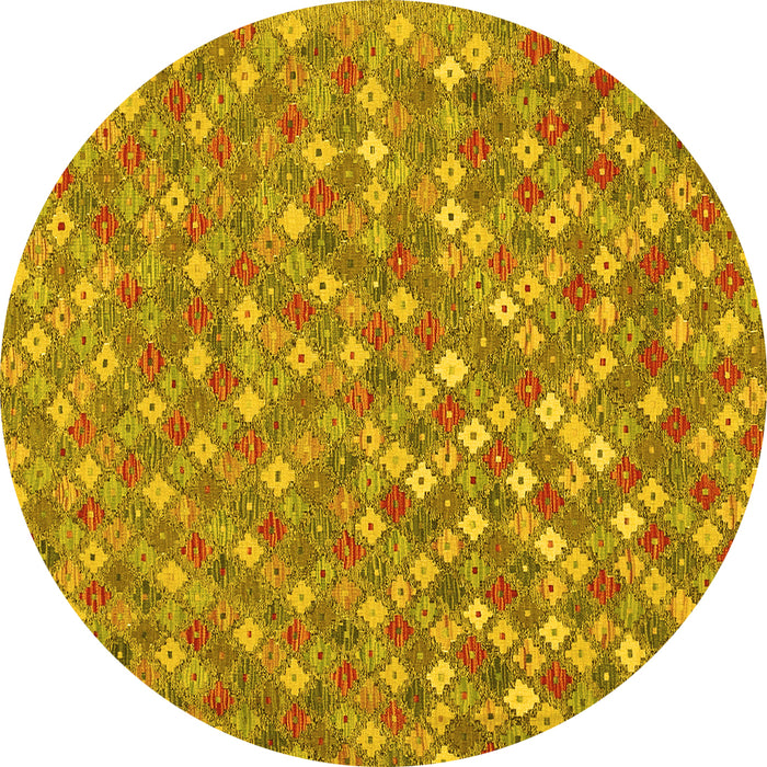 Round Southwestern Yellow Country Rug, con2224yw