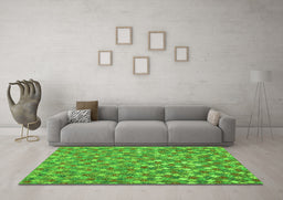 Machine Washable Southwestern Green Country Area Rugs in a Living Room,, wshcon2224grn