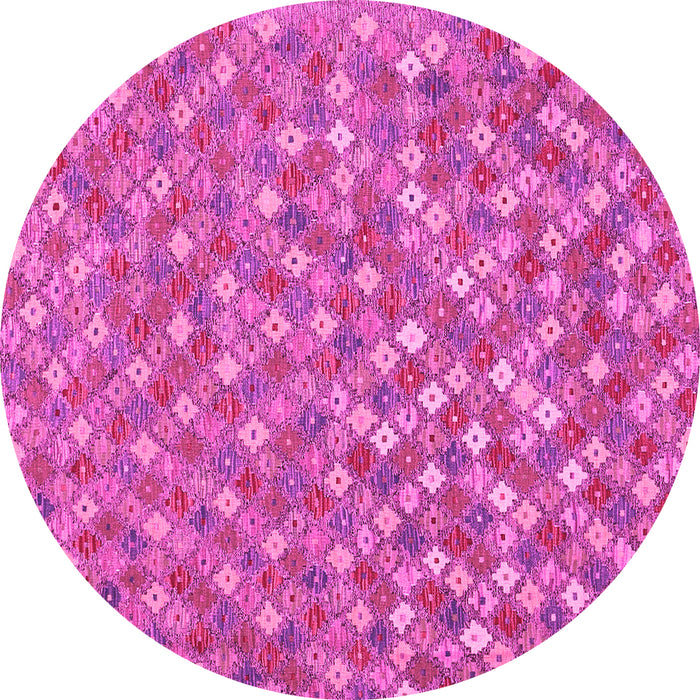 Round Machine Washable Southwestern Pink Country Rug, wshcon2224pnk