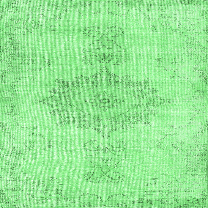 Square Machine Washable Abstract Emerald Green Contemporary Area Rugs, wshcon2225emgrn