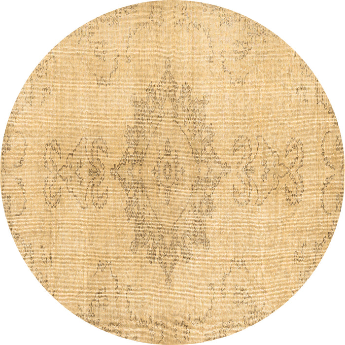 Round Abstract Brown Contemporary Rug, con2225brn