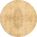 Round Abstract Brown Contemporary Rug, con2225brn