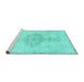 Sideview of Machine Washable Abstract Turquoise Contemporary Area Rugs, wshcon2225turq