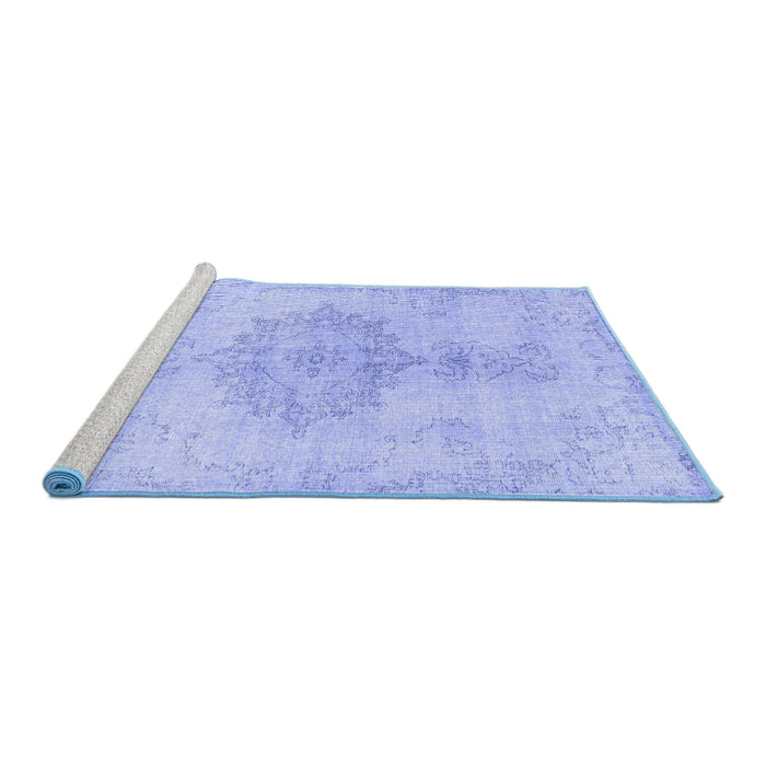 Sideview of Machine Washable Abstract Blue Contemporary Rug, wshcon2225blu