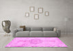 Machine Washable Abstract Pink Contemporary Rug in a Living Room, wshcon2225pnk