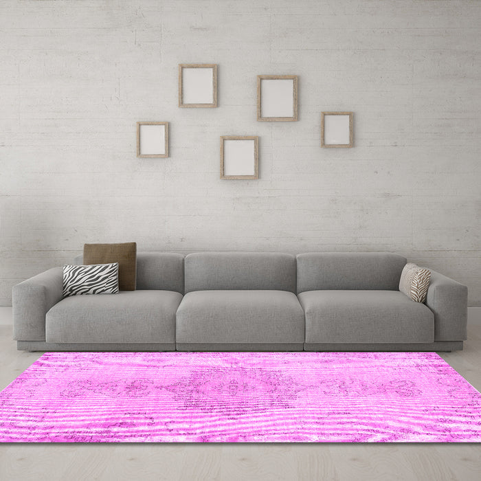 Machine Washable Abstract Pink Contemporary Rug in a Living Room, wshcon2225pnk
