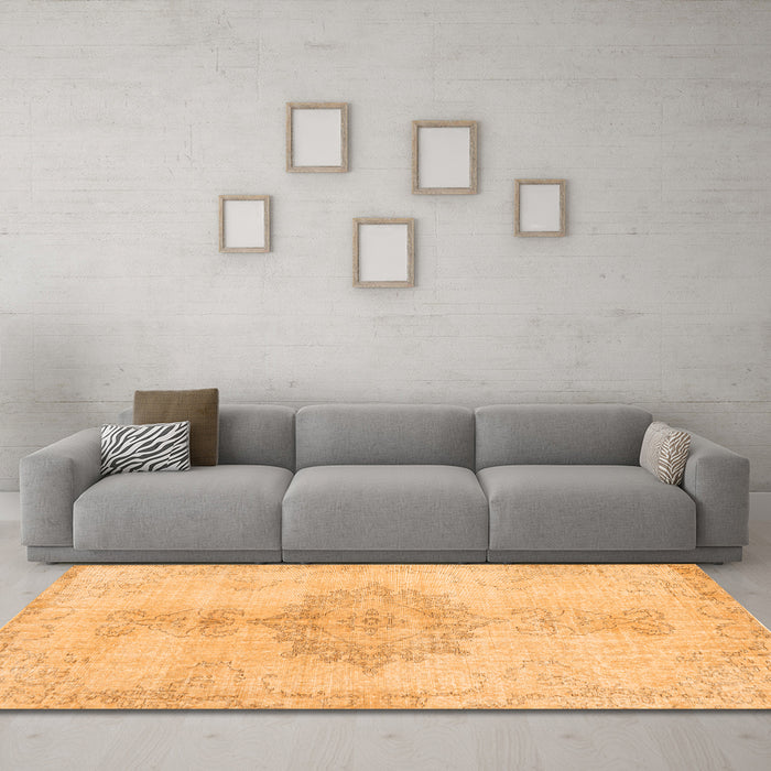 Machine Washable Abstract Orange Contemporary Area Rugs in a Living Room, wshcon2225org