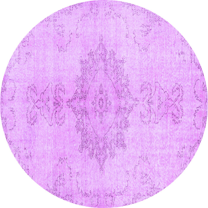 Round Abstract Purple Contemporary Rug, con2225pur