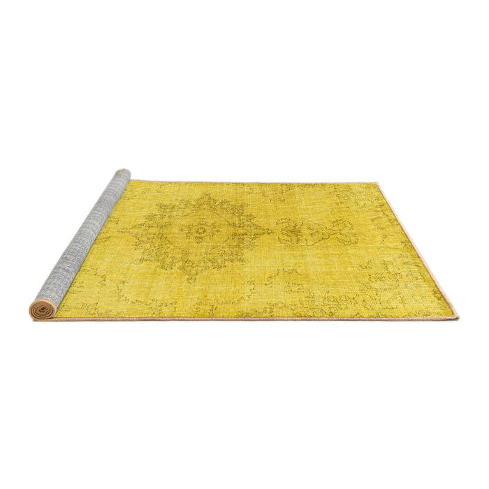 Sideview of Machine Washable Abstract Yellow Contemporary Rug, wshcon2225yw