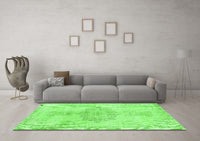 Machine Washable Abstract Green Contemporary Rug, wshcon2225grn