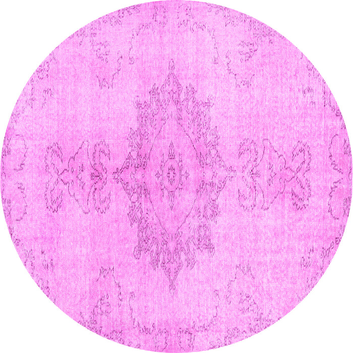 Round Abstract Pink Contemporary Rug, con2225pnk