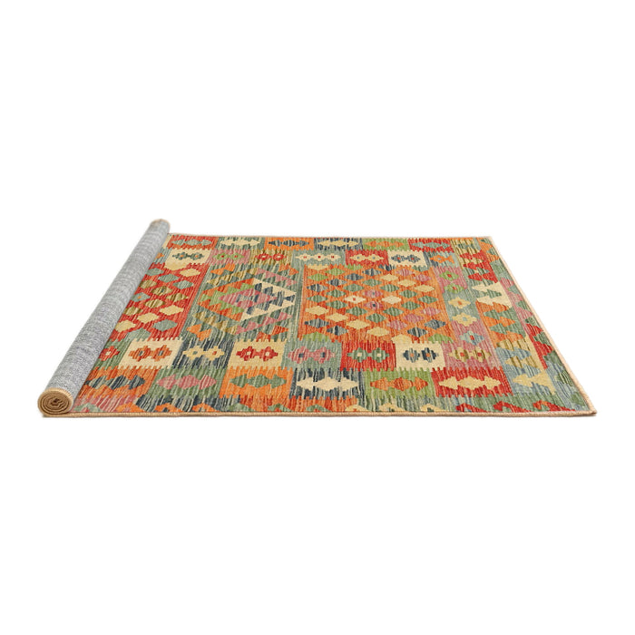 Serging Thickness of Machine Washable Contemporary Brown Green Rug, wshcon2226