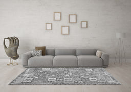 Machine Washable Southwestern Gray Country Rug in a Living Room,, wshcon2226gry
