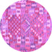 Round Machine Washable Southwestern Purple Country Area Rugs, wshcon2226pur
