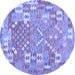 Round Southwestern Blue Country Rug, con2226blu