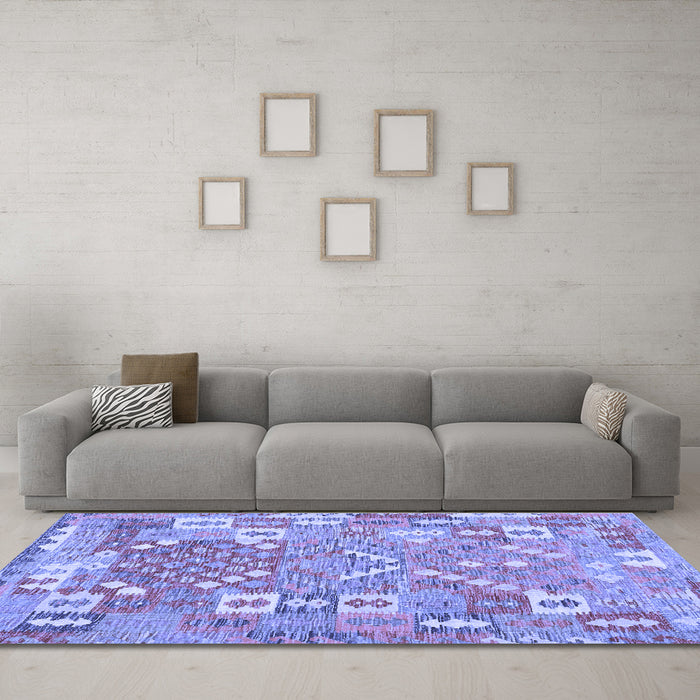 Machine Washable Southwestern Blue Country Rug in a Living Room, wshcon2226blu