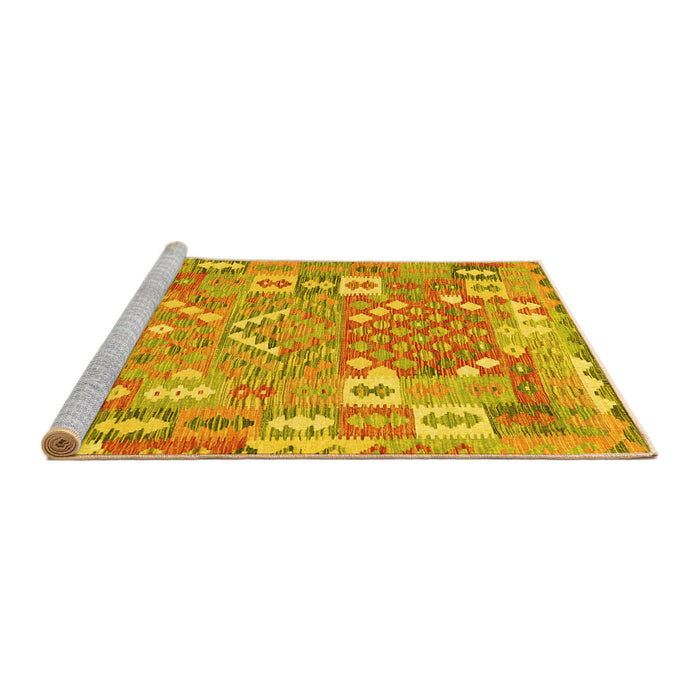 Sideview of Machine Washable Southwestern Yellow Country Rug, wshcon2226yw
